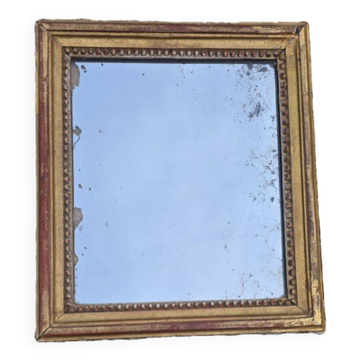 Ancien Petit Miroir Rectangulaire En Bois Doré Hauteur 38 cm