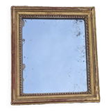 Antique Rectangular Mirror in Gilded Wood Height 38 cm