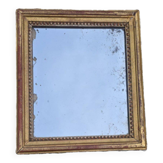 Antique Rectangular Mirror in Gilded Wood Height 38 cm