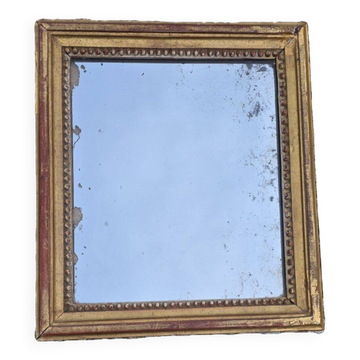 Ancien Petit Miroir Rectangulaire En Bois Doré Hauteur 38 cm
