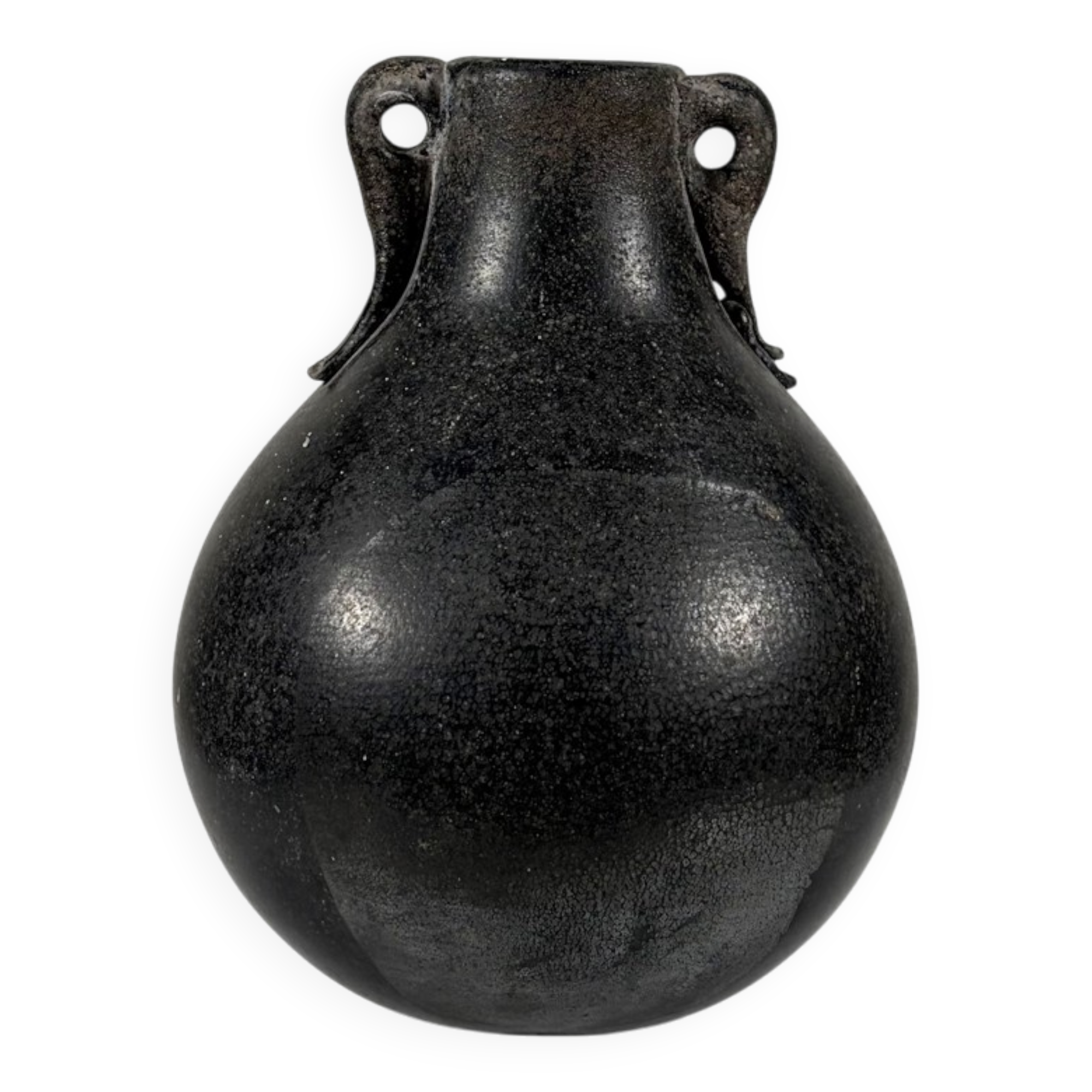 Black Glass Vase by Murano Due