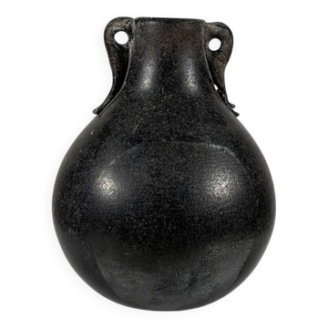 Black Glass Vase by Murano Due