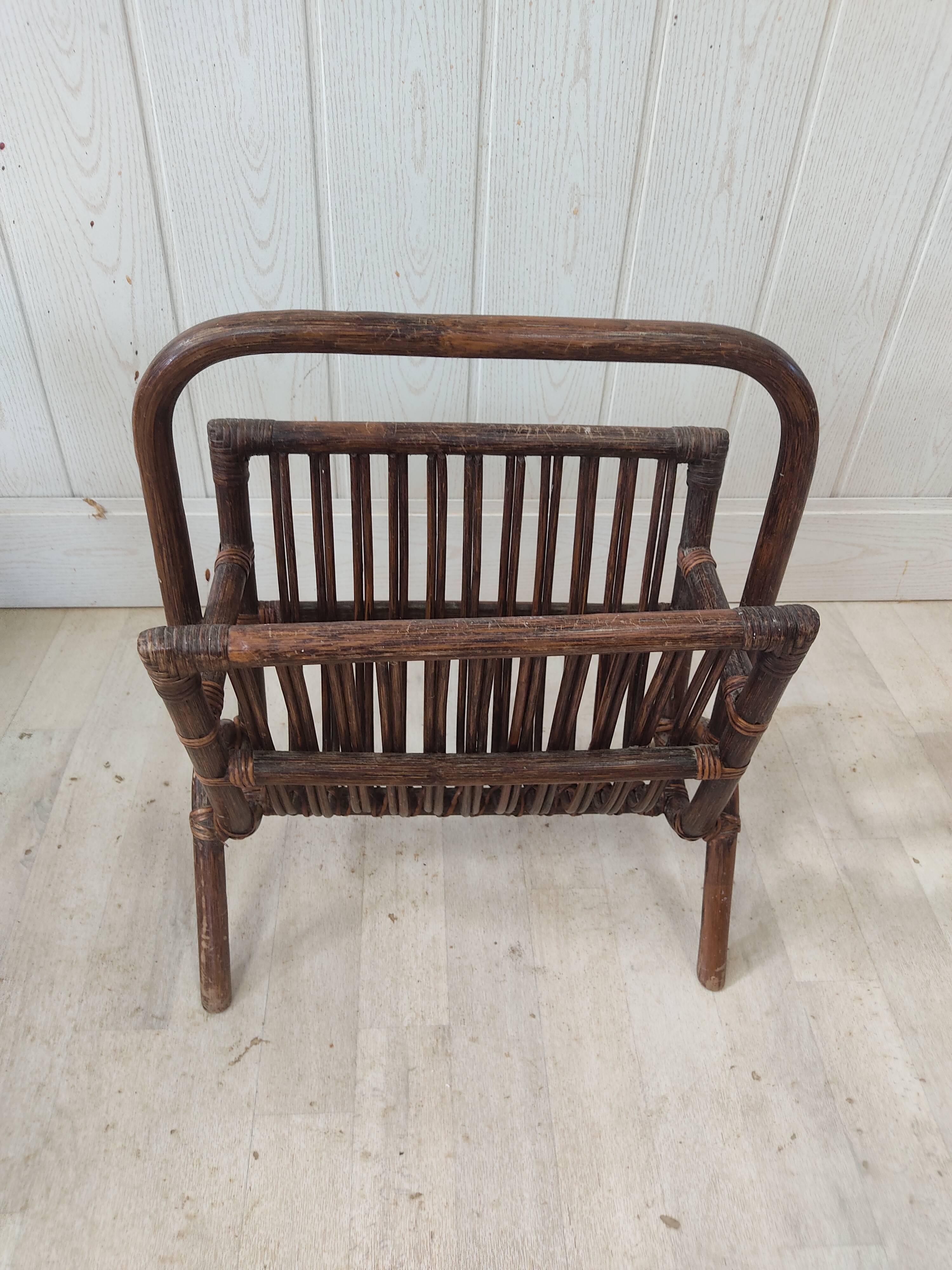 Rattan and bamboo magazine holder