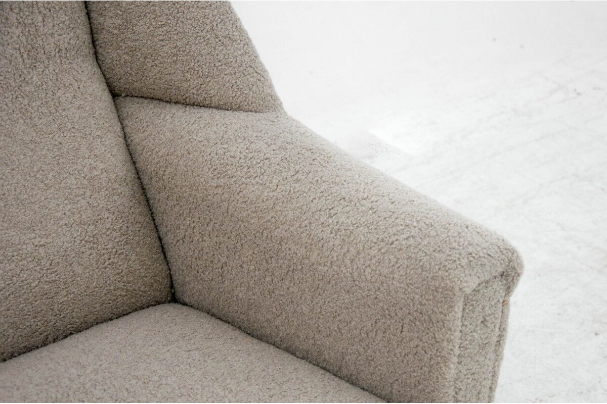Beige bouclé armchair, danish design, 1960s