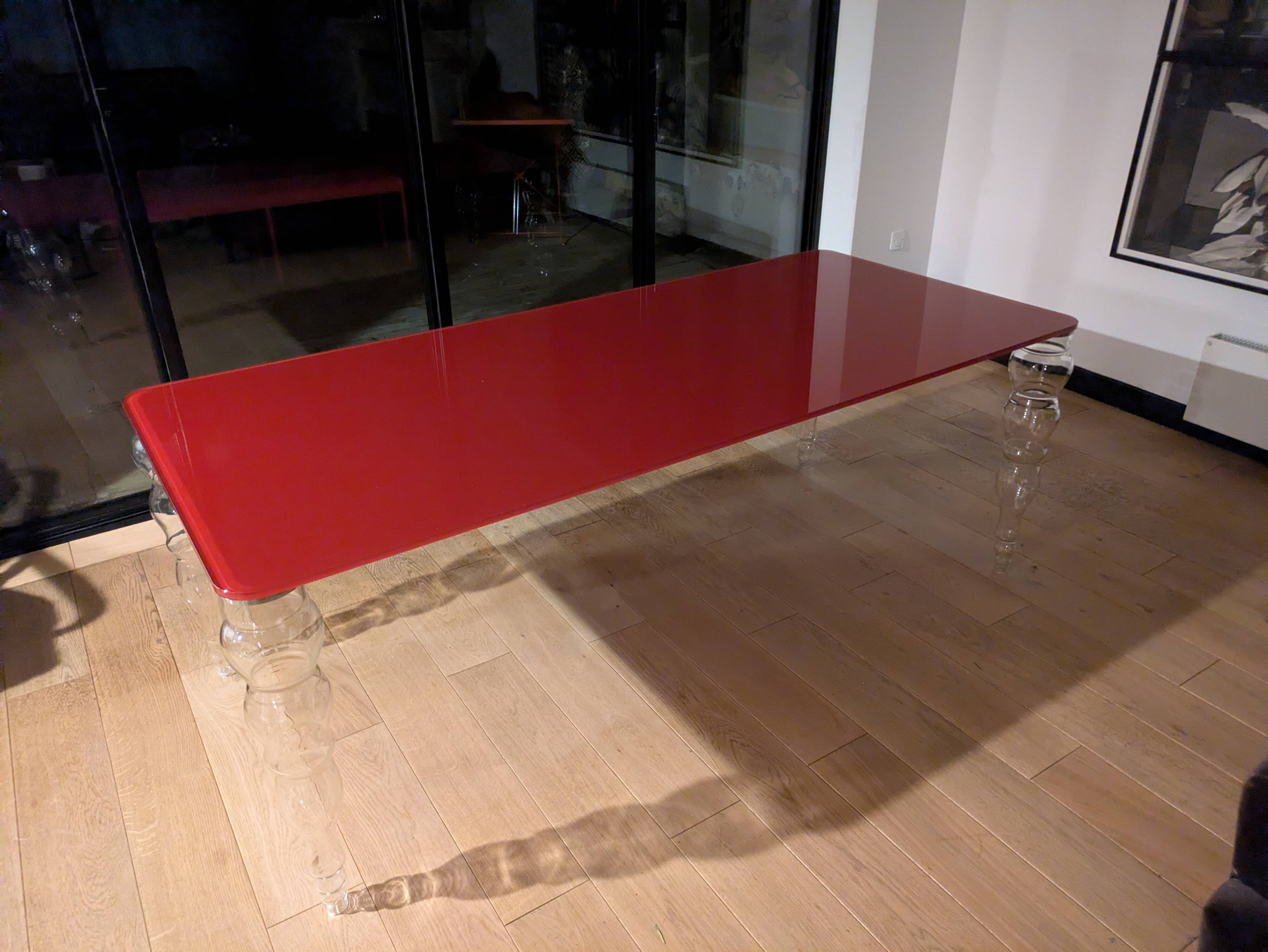 Table post-modern glass Italia POS02 red top