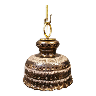 Danish hanging lamp, made of ceramic with metal colored glaze and metal, brass suspension