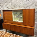 Vintage Scandinavian teak sideboard with compass feet from the 70s