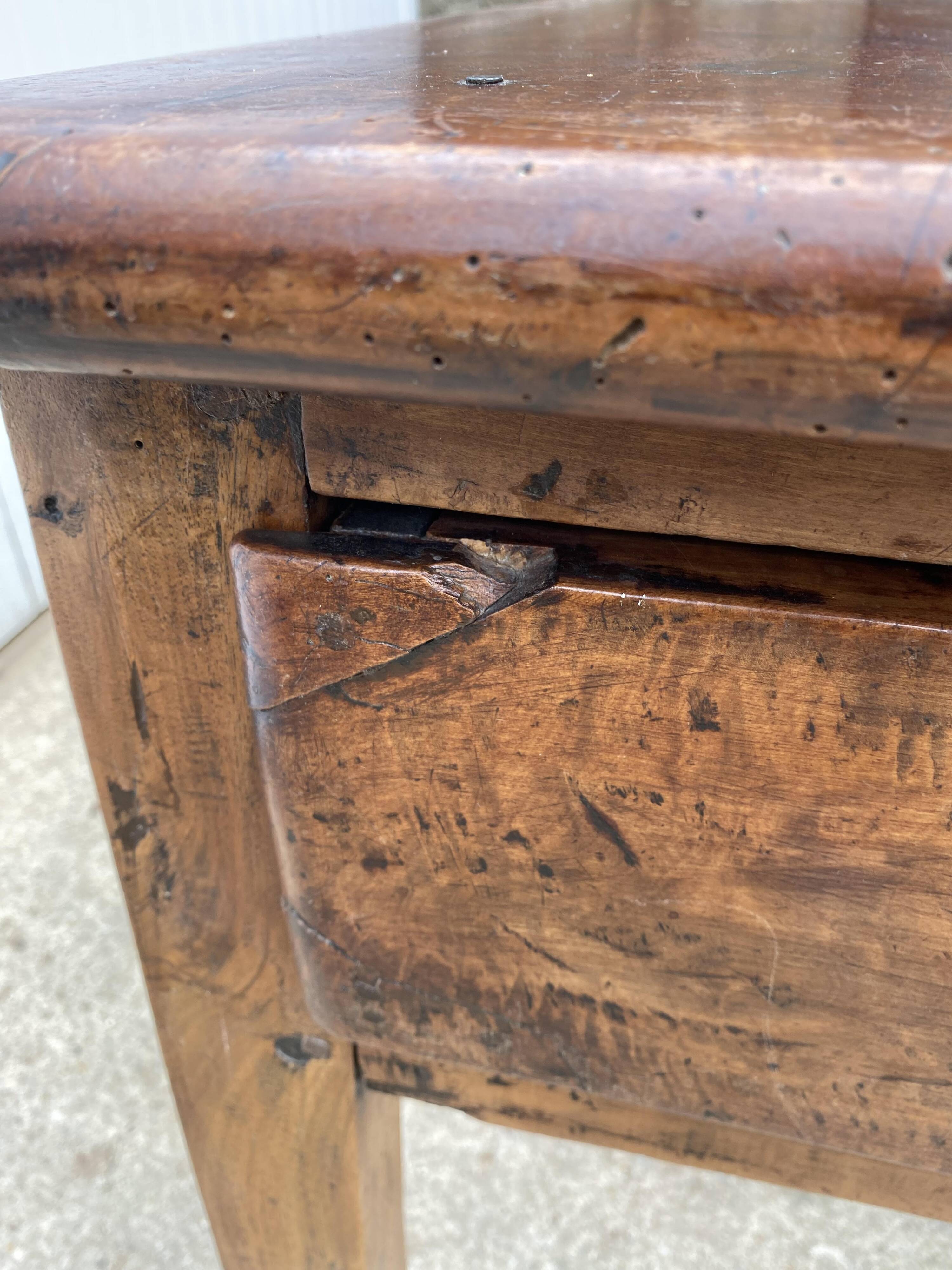 Solid wood farmhouse table with 2 drawers, 1900