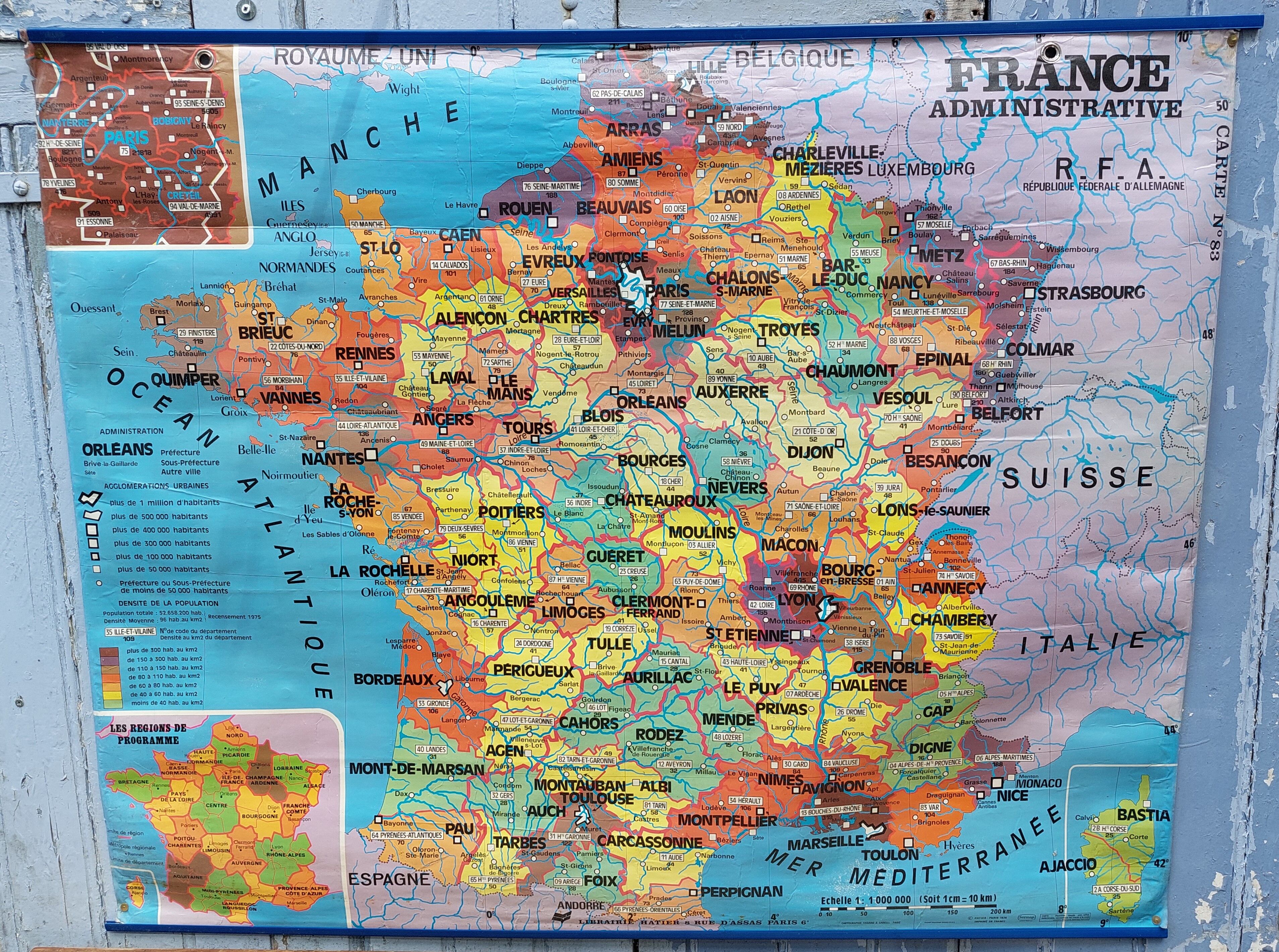 School map of 1976 administrative france