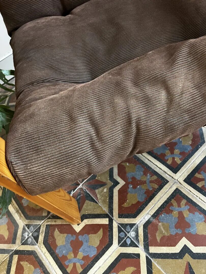 Vintage armchair – corduroy & pine