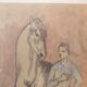 Lithograph after Picasso young man and horse, glass frame after gouache 1906 painter spain