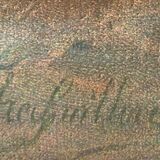 Tableau chromo 1900 famille bretonne pêcheur bébé signé