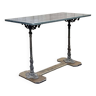 Table bistrot début XXème, plateau marbre, piétement fonte et base en chêne