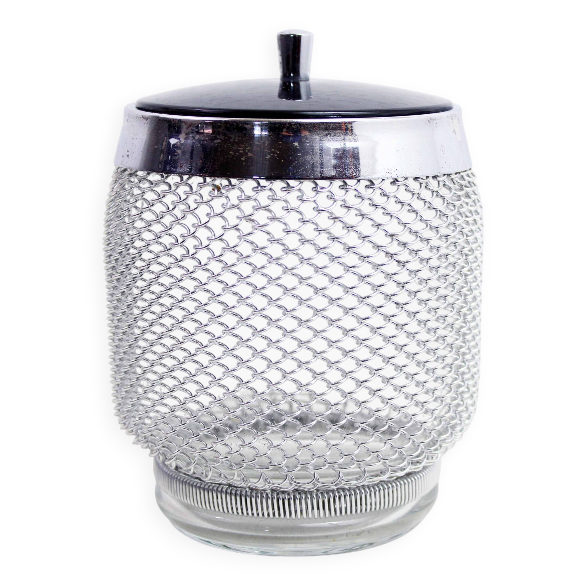 Vintage glass and metal ice bucket