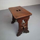 XIXth cnetury Gothic revival oak stool