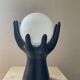 Hand lamp from the 70s in ceramic and opaline