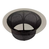 Rattan and smoked glass coffee table