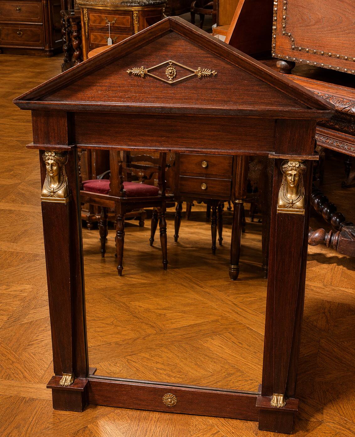 Empire mirror with triangular pediment, 19th century