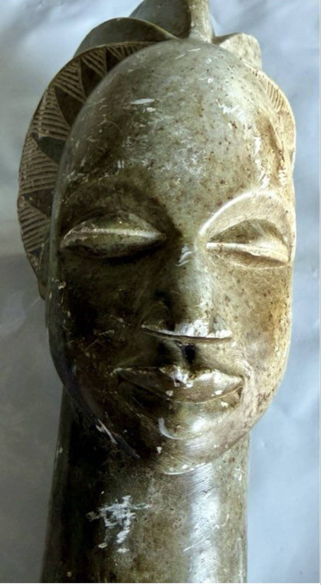 Large african sculpture in steatite stone signed lewanga – art