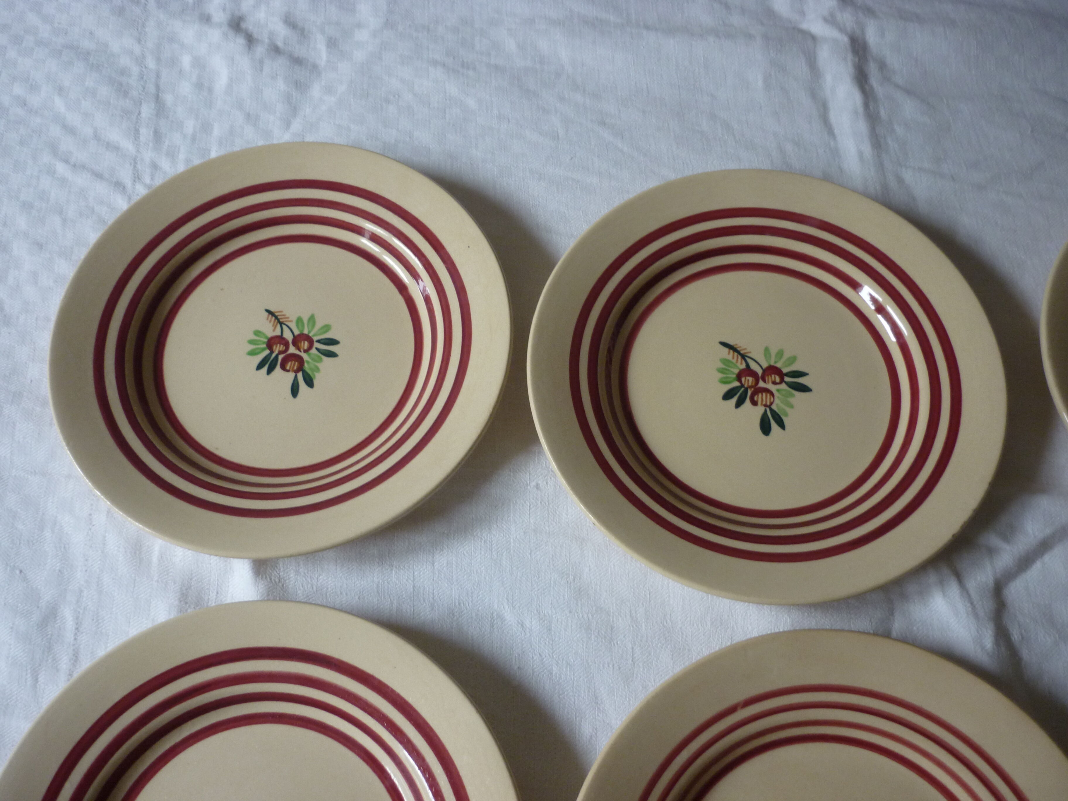 6 setting fruit gien earthenware dessert plates