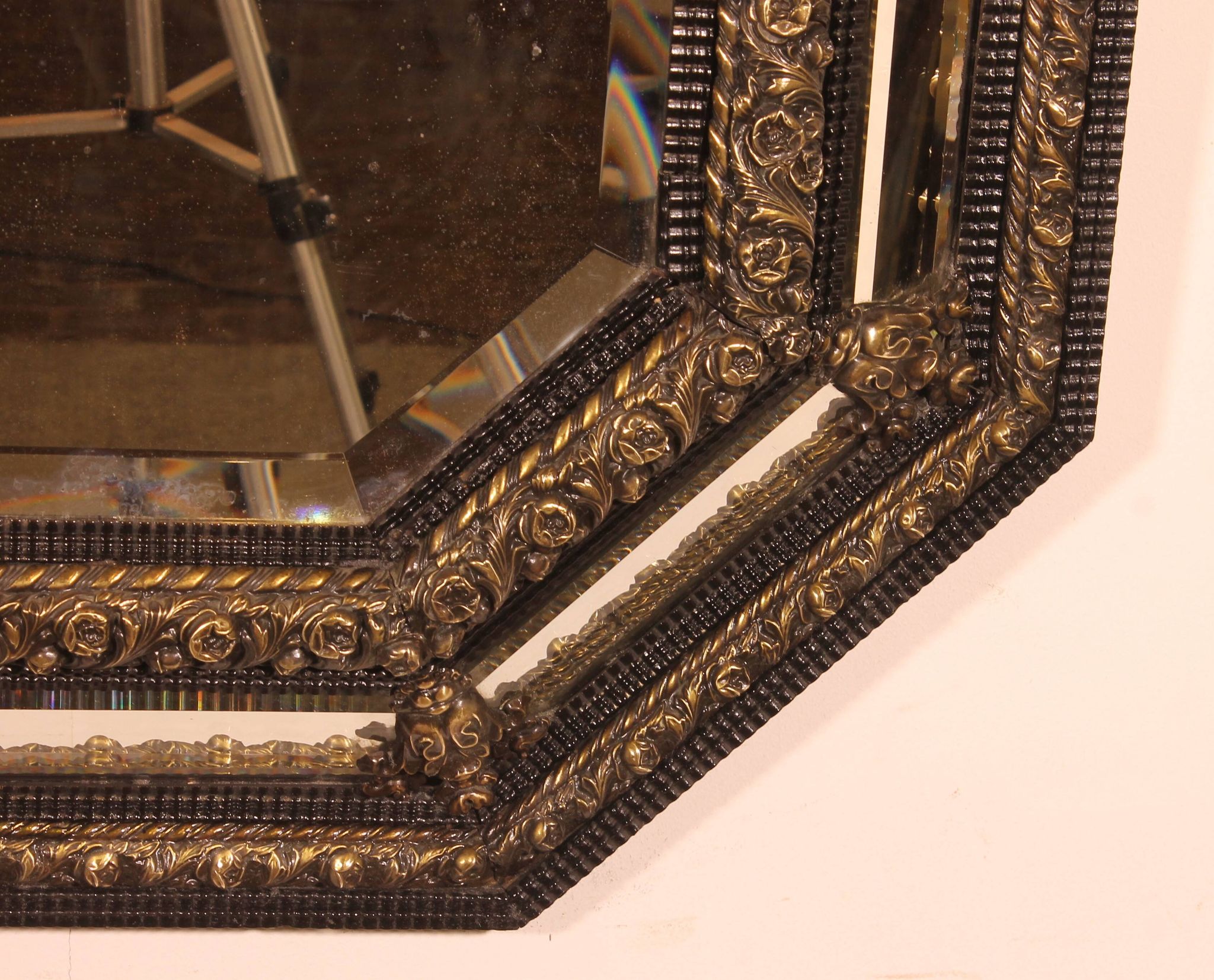 Grand Miroir à parcloses du 19° siècle -Pays Bas