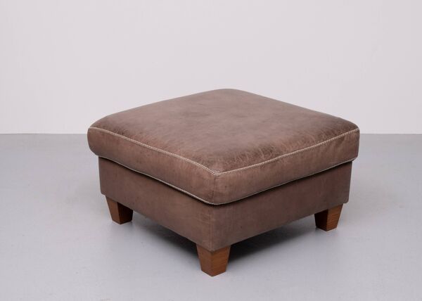 Pouf ou ottoman en cuir Stich des années 1970