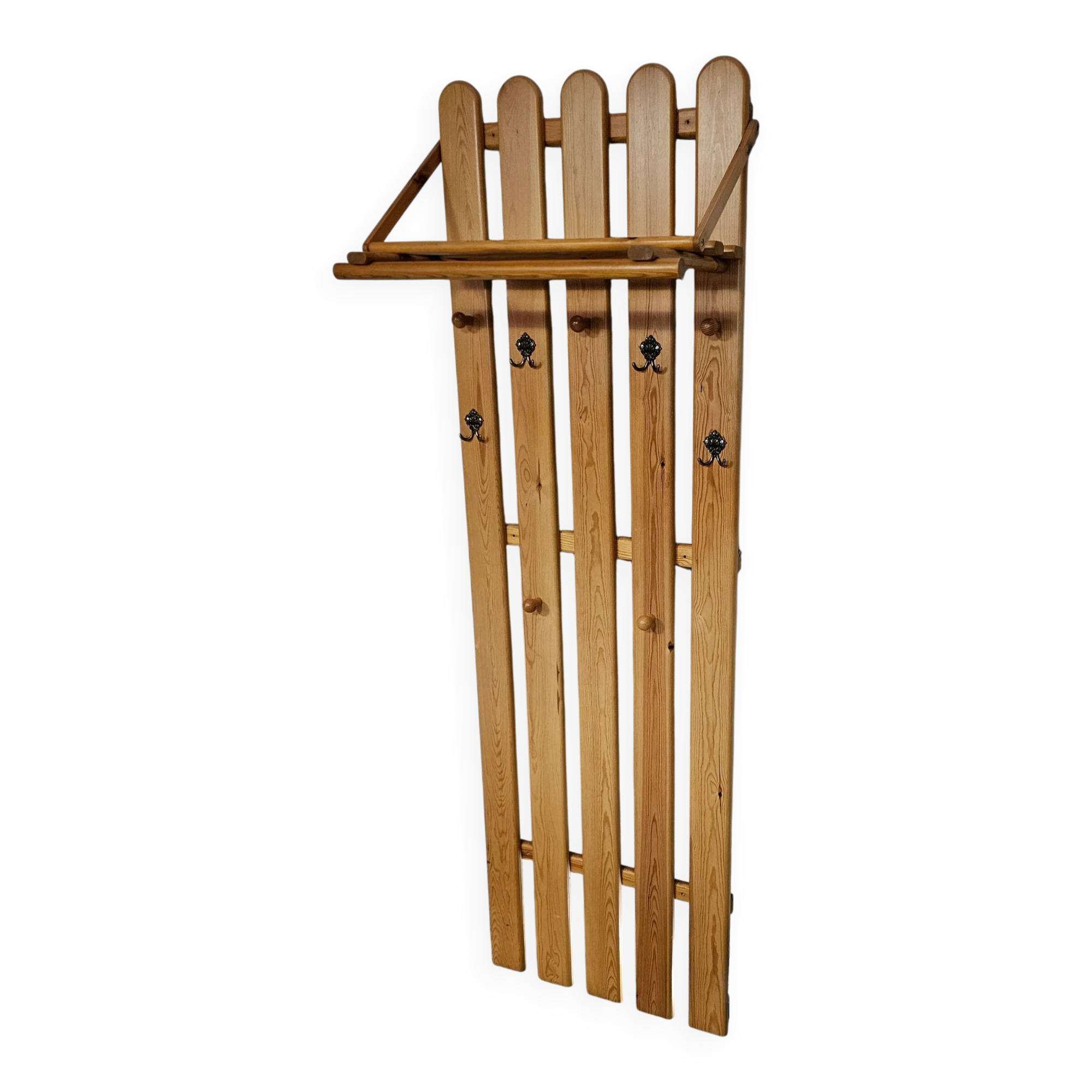 Pine wood coat rack / coatrack width 60 height 190 depth 30 cm