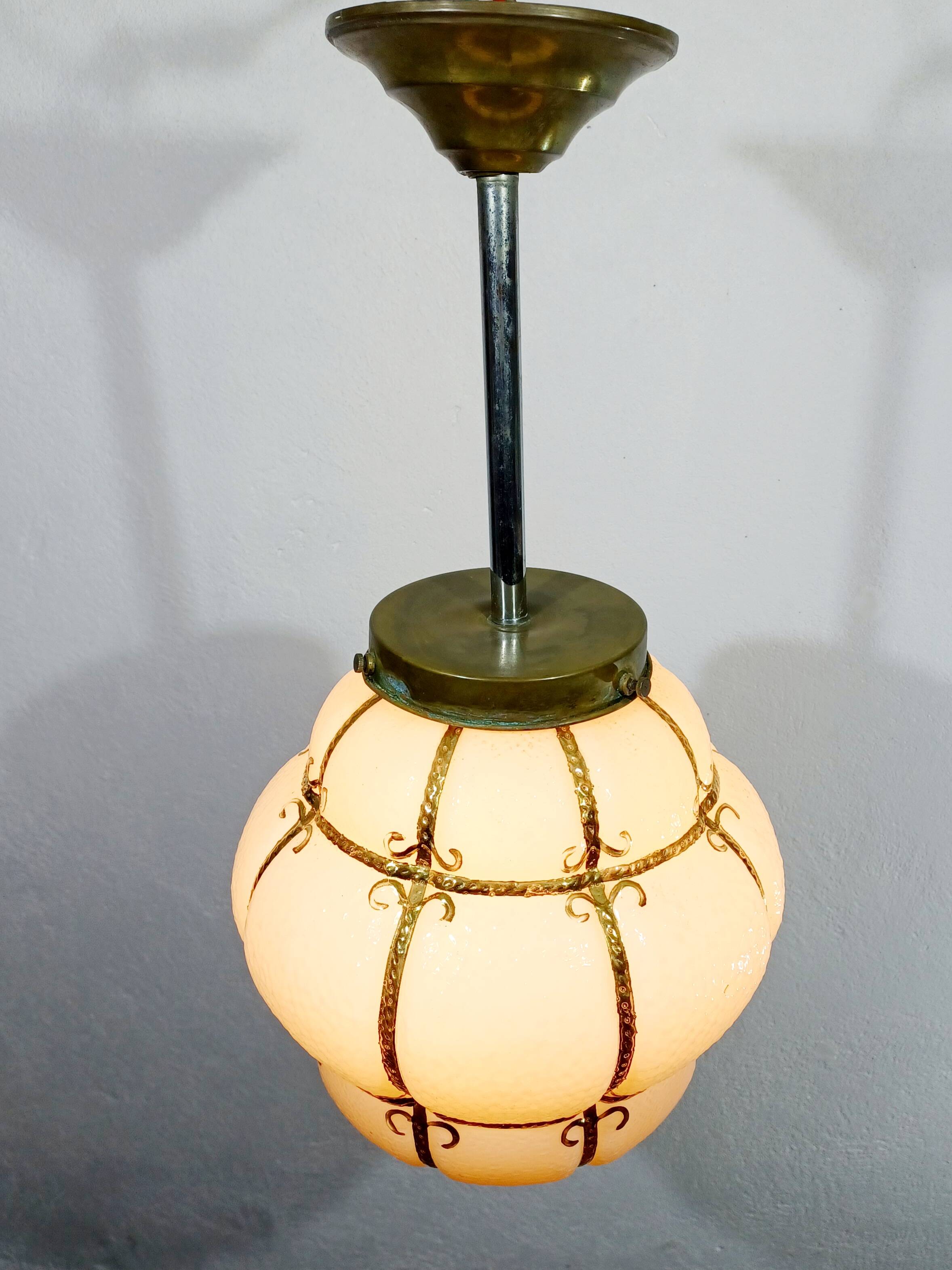 Pink Blown Glass Pendant Light