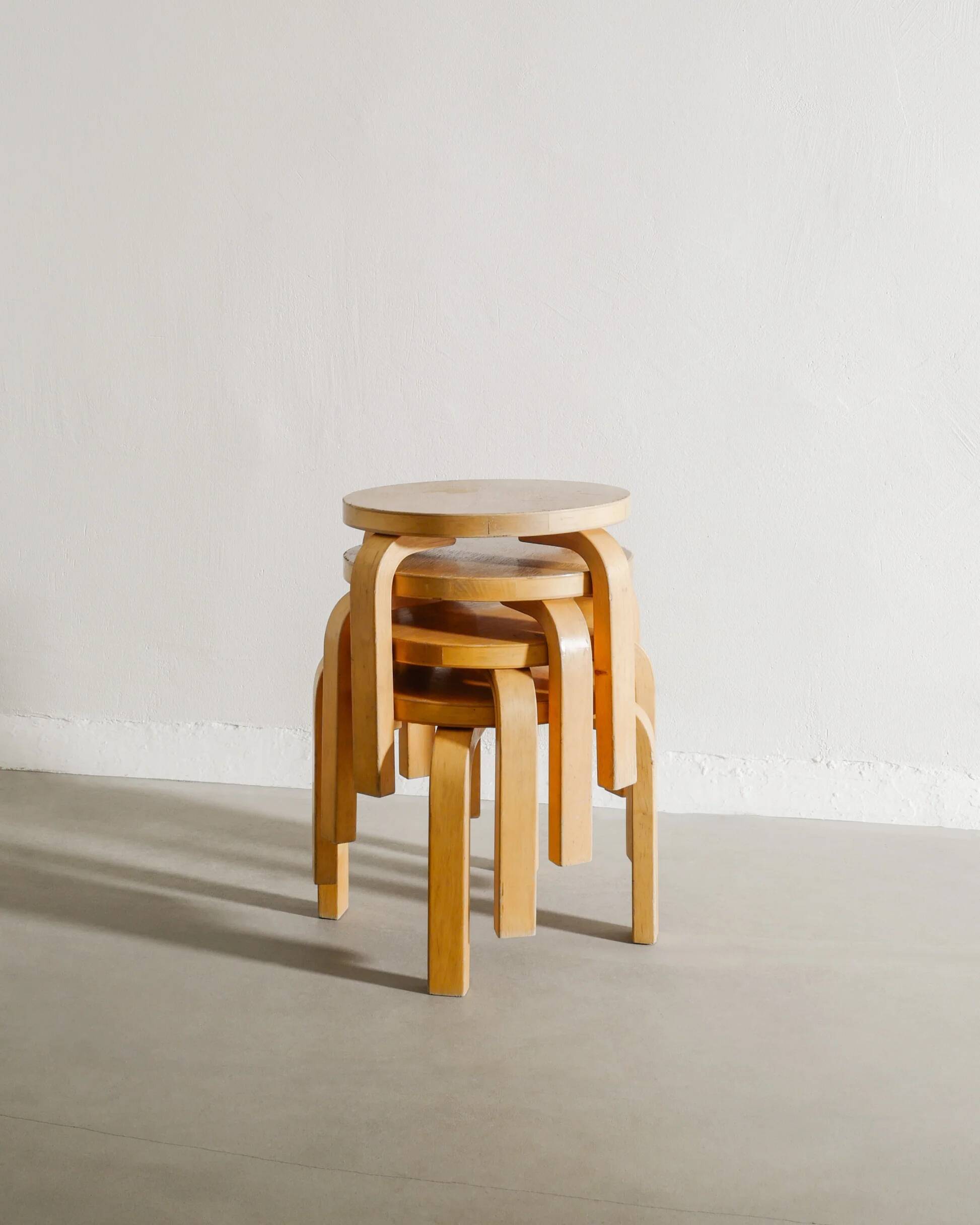 Vintage Finnish Children Stools by Alvar Aalto Produced by Artek, 1980s