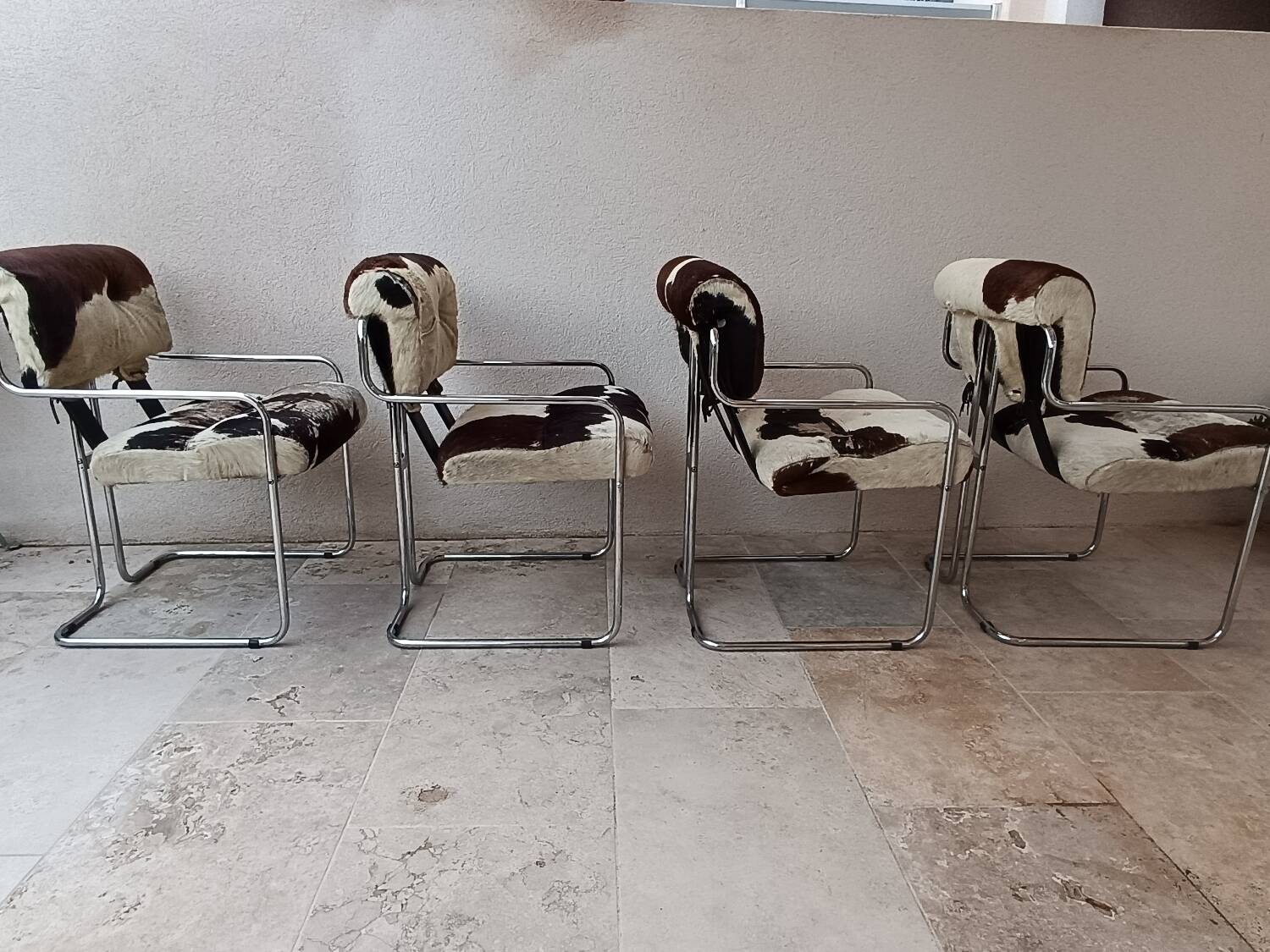 Set of 4 vintage Cucroma armchairs – Guido Faleschini – leather
