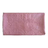 Monogrammed damask tablecloth FB dyed pink - 280x200cm - Métis