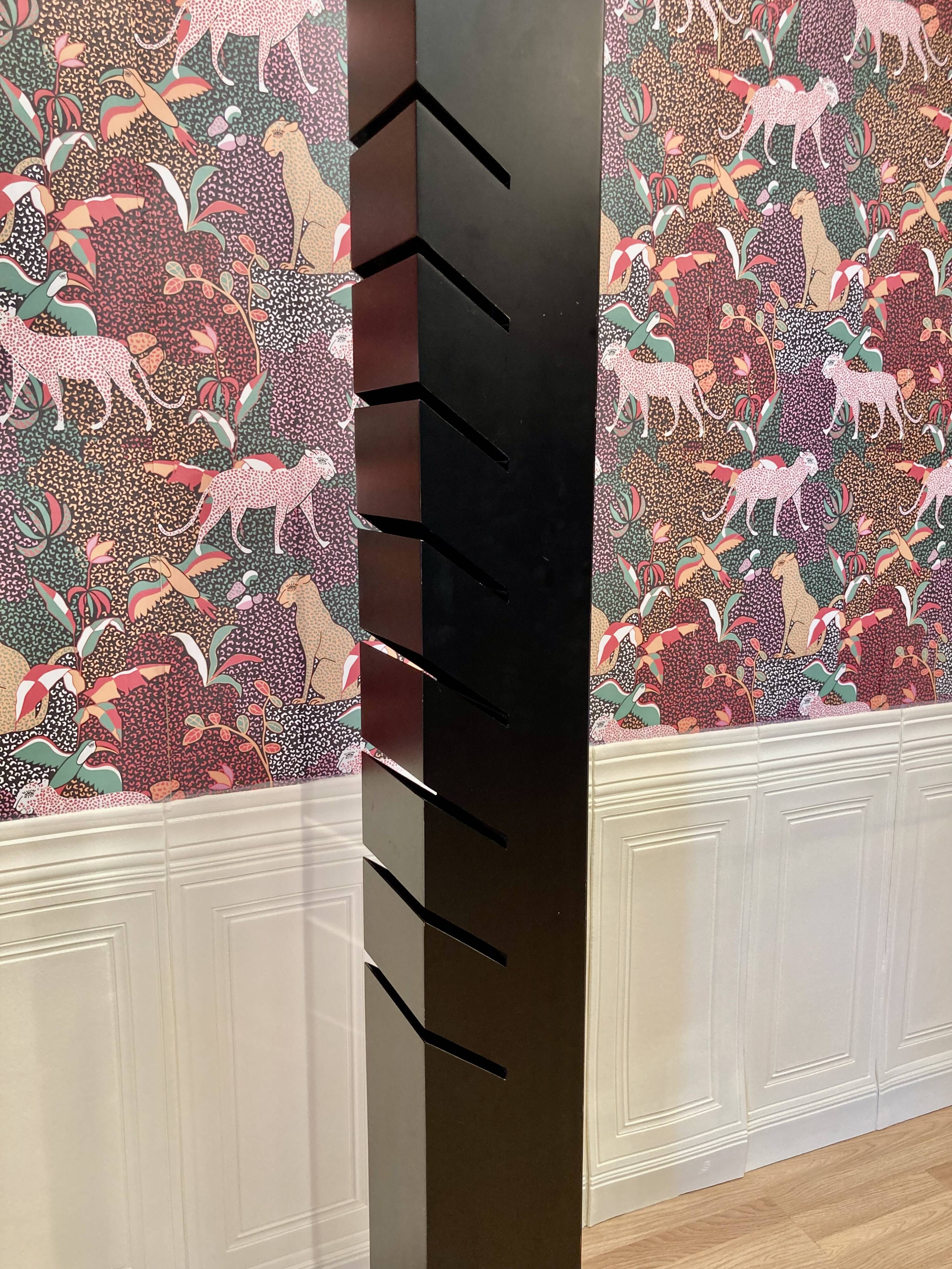 Black steel floor lamp