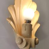 Beige ceramic shell lamp wall lamp from the 40s