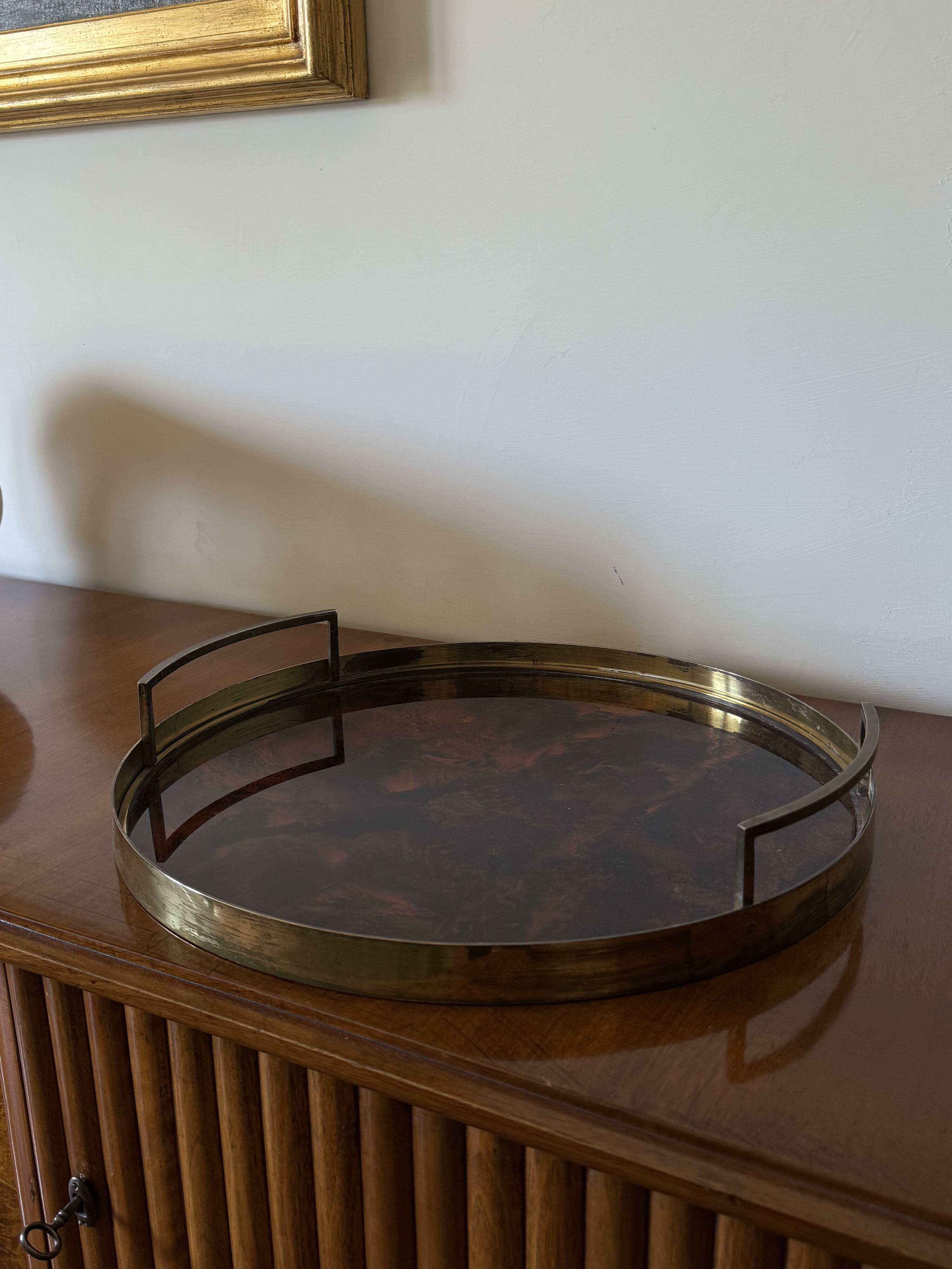 Hollywood regency round tray, Italy 1970s