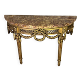 Console Louis XVI en bois sculpté et doré, marbre brocatelle du Jura, XVIIIème siècle