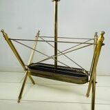 Vintage magazine rack, Neo classical brass dolphine rack