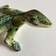 Provence 1970 XXL lizard in green glazed stoneware