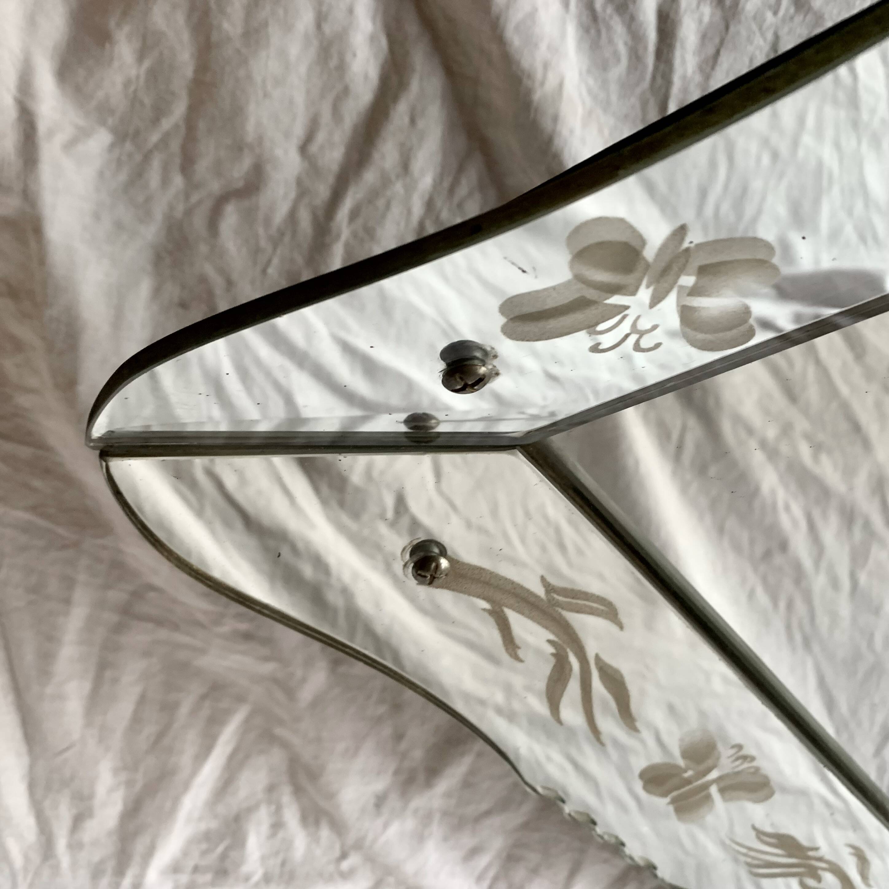 Beveled Venetian mirror - butterfly decor - Height: 61 cm