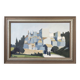 Peinture à l’huile de scène de rue de paysage urbain suédois vintage moderne du milieu du siècle « City Stroll », encadrée