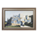 Peinture à l’huile de scène de rue de paysage urbain suédois vintage moderne du milieu du siècle « City Stroll », encadrée