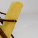Fauteuil scandinave velours côtelé jaune citron chêne 1960