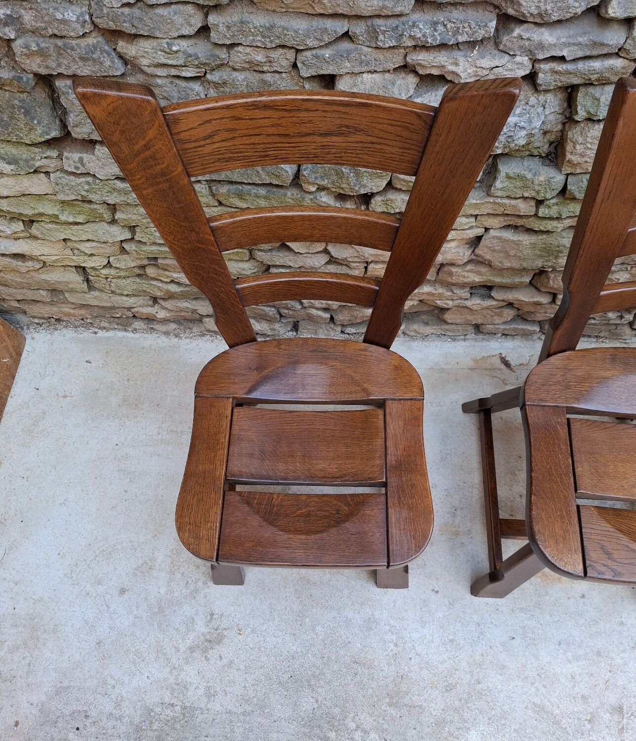 Brutalist oak chairs