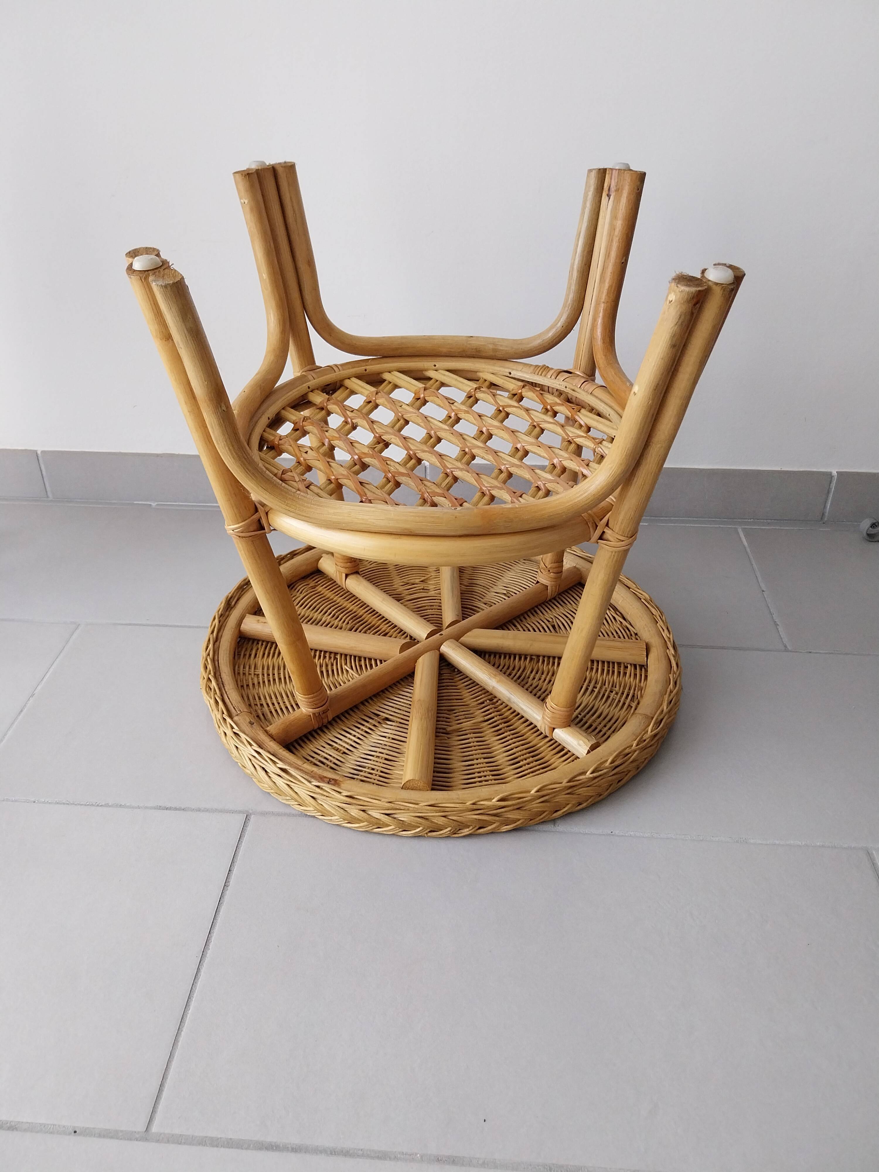 Rattan and bamboo side table