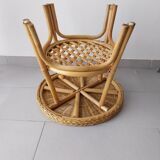 Rattan and bamboo side table