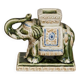 Vintage elephant ashtray in glazed ceramic – Green, cream and blue – Asian decor