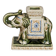 Vintage elephant ashtray in glazed ceramic – Green, cream and blue – Asian decor