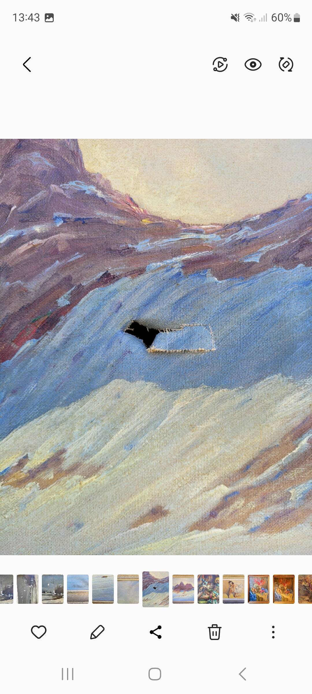 Old large vintage painting signed A. WEBER from the 1940s and 1950s.