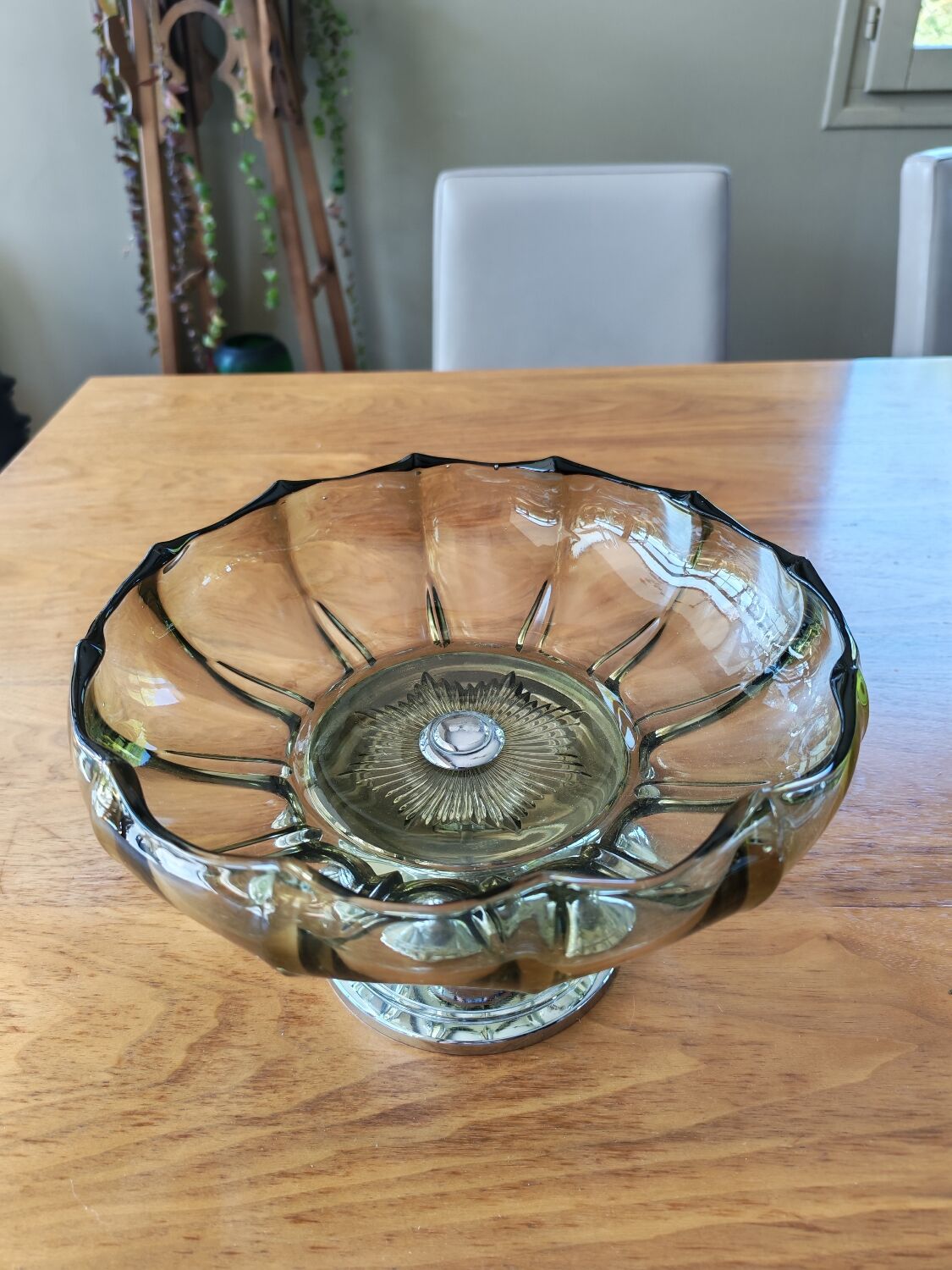 Coupe art déco en verre et métal chromé