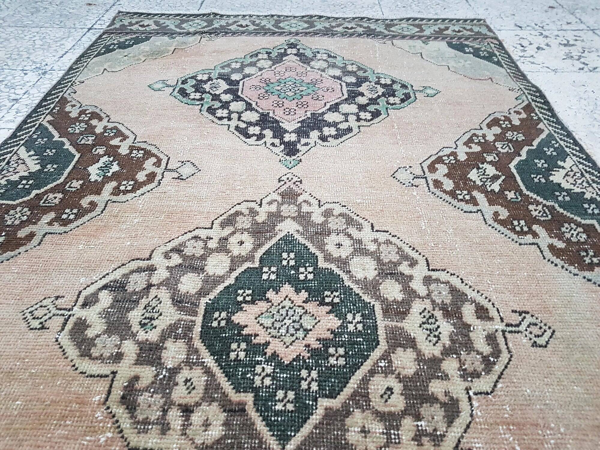Vintage Turkish hallway rug 113x385 cm