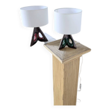 Paire de lampes céramiques forme libre triangle